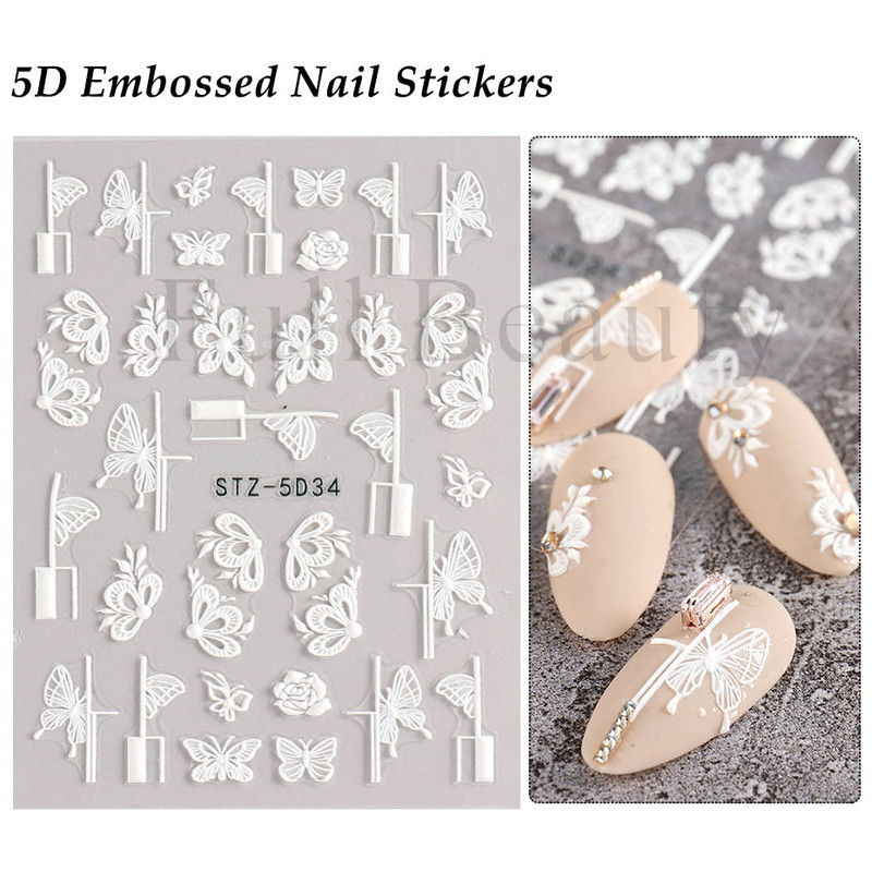 5D nyári virágos köröm dombornyomott matrica elegáns virágos esküvői manikűr design ragasztós csúszka gravírozott körömdísz BESTZ-5D30