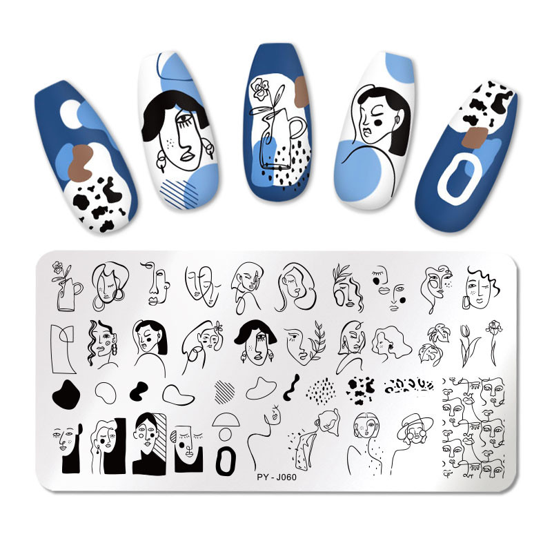PICT YOU Körömnyomó lemezek Karakterek Vonalminta Körömdíszítés Lemez Stencil Vonal Képek Emberek Téma Képlemezek Tervezési forma