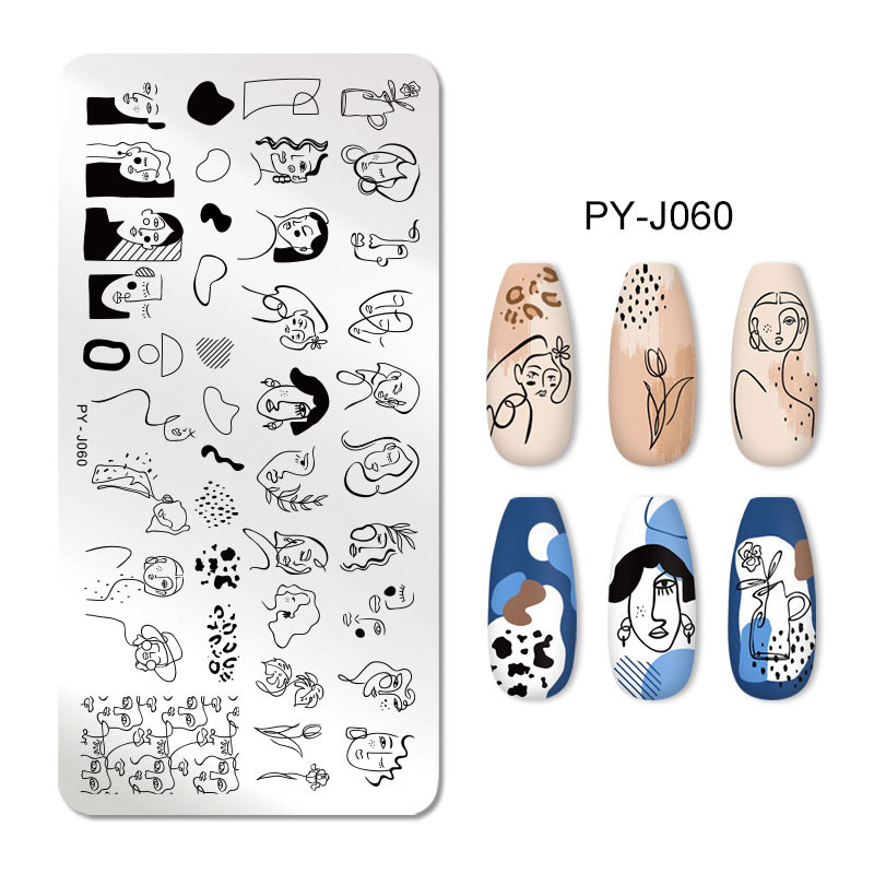 PICT YOU Körömnyomó lemezek Karakterek Vonalminta Körömdíszítés Lemez Stencil Vonal Képek Emberek Téma Képlemezek Tervezési forma
