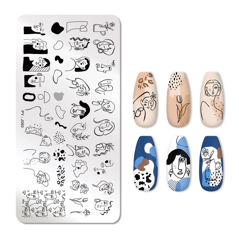 PICT YOU Körömnyomó lemezek Karakterek Vonalminta Körömdíszítés Lemez Stencil Vonal Képek Emberek Téma Képlemezek Tervezési forma