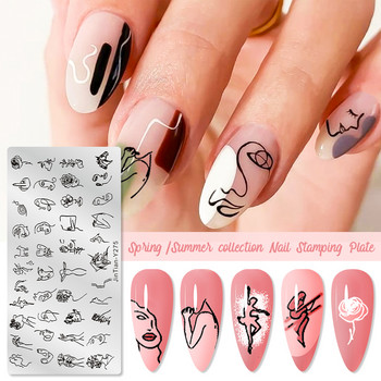 Mtssii Flower Leaves Nail Stamping Plates Leaf Floral Butterfly Line Printing Stencil Nail Stamp Templates Инструменти за ноктопластика