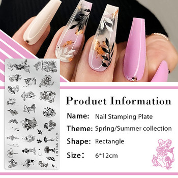 Mtssii Flower Leaves Nail Stamping Plates Leaf Floral Butterfly Line Printing Stencil Nail Stamp Templates Инструменти за ноктопластика