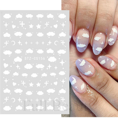 White Cloud Star Nail Art Αυτοκόλλητα Αυτοκόλλητα Αυτοκόλλητα Γαλλικές συμβουλές ρίγες γραμμή 3D αυτοκόλλητα συρόμενα νύχια Διακοσμητικά μανικιούρ TRSTZ-CS156