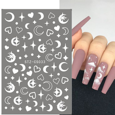 White Cloud Star Nail Art Αυτοκόλλητα Αυτοκόλλητα Αυτοκόλλητα Γαλλικές συμβουλές ρίγες γραμμή 3D αυτοκόλλητα συρόμενα νύχια Διακοσμητικά μανικιούρ TRSTZ-CS156