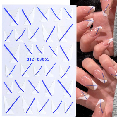 White Cloud Star Nail Art Αυτοκόλλητα Αυτοκόλλητα Αυτοκόλλητα Γαλλικές συμβουλές ρίγες γραμμή 3D αυτοκόλλητα συρόμενα νύχια Διακοσμητικά μανικιούρ TRSTZ-CS156