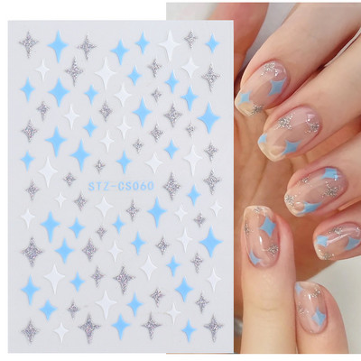 White Cloud Star Nail Art Αυτοκόλλητα Αυτοκόλλητα Αυτοκόλλητα Γαλλικές συμβουλές ρίγες γραμμή 3D αυτοκόλλητα συρόμενα νύχια Διακοσμητικά μανικιούρ TRSTZ-CS156