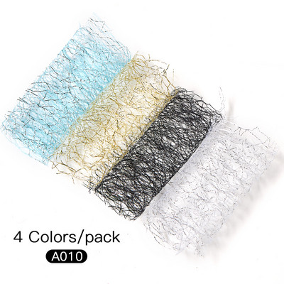 4*50cm/tekercses vonalú körömmatricák körmökhöz arany ezüst hálós körömátvivő fólia papírmatricák 3D körömdíszítések barkácsolás