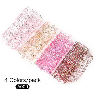 4*50cm/tekercses vonalú körömmatricák körmökhöz arany ezüst hálós körömátvivő fólia papírmatricák 3D körömdíszítések barkácsolás