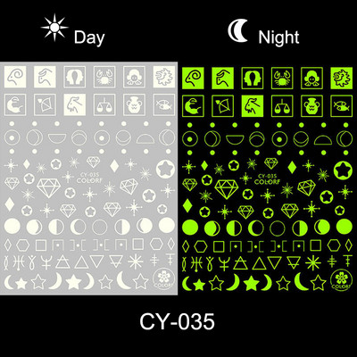3D fluoreszkáló láng körömragasztó matricák világító csillagok galaxis szív pillangó neonzöld manikűr csúszkák sötétben BECY028-36