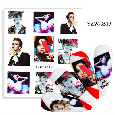 1db 3D körömmatrica szexi lány absztrakt arc állati körmök csúszkák Oroszország betűdísz öntapadó matrica körömdísz kiegészítők