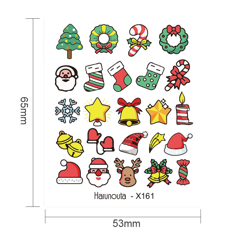 Karácsonyi hópehely virág téli matricák köröm matricák rajzfilm madár Mikulás pingvin jávorszarvas vízáteresztő csúszka újévi dekoráció manikűr