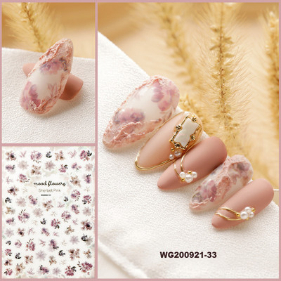 ÚJ 3D Virág Körömmatrica Rózsaszín rózsa DIY Körömragasztó Csúszka Szépség Esküvői Körömdíszítések Tervek Eszköz manikűr