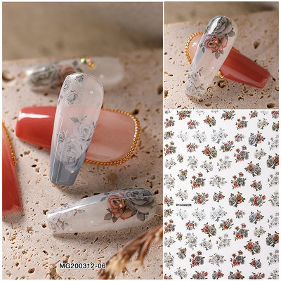 ÚJ 3D Virág Körömmatrica Rózsaszín rózsa DIY Körömragasztó Csúszka Szépség Esküvői Körömdíszítések Tervek Eszköz manikűr