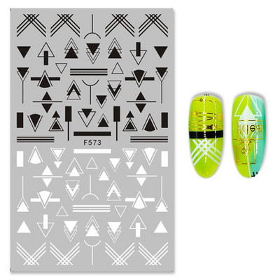 1 lap fekete-fehér 3D körömdísz matricák csúszkák virágok levelek mandala levél geometria ragasztó köröm matricák fólia kialakítás