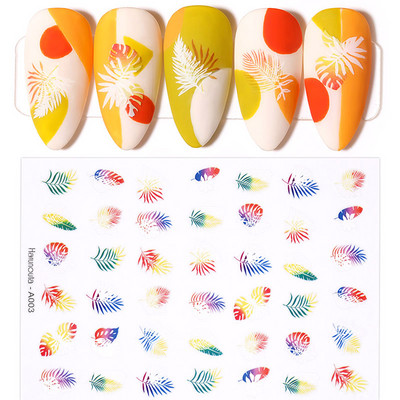 1 lap fekete-fehér 3D körömdísz matricák csúszkák virágok levelek mandala levél geometria ragasztó köröm matricák fólia kialakítás