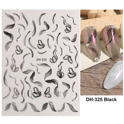 3D bambusest lehtedest kalligraafia küünte kleebised Hiina tähemärgiga tint Lillekunst Kleebised Virsikuõie kleebised Maniküür LAF904