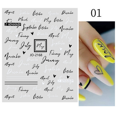 1 lap Új római angol ábécé szám 3D köröm matricák karácsonyi romantikus irizáló arany ezüst szó kis betűk köröm