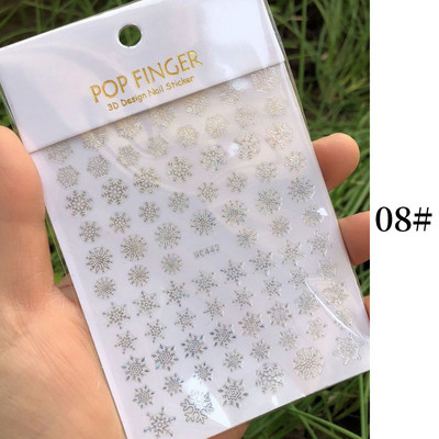 1 lap Új római angol ábécé szám 3D köröm matricák karácsonyi romantikus irizáló arany ezüst szó kis betűk köröm