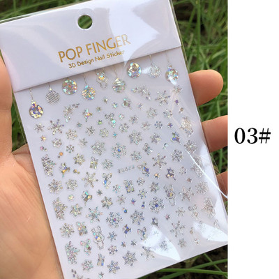 1 lap Új római angol ábécé szám 3D köröm matricák karácsonyi romantikus irizáló arany ezüst szó kis betűk köröm