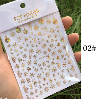 1 lap Új római angol ábécé szám 3D köröm matricák karácsonyi romantikus irizáló arany ezüst szó kis betűk köröm