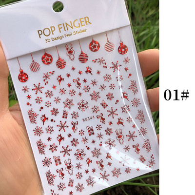 1 lap Új római angol ábécé szám 3D köröm matricák karácsonyi romantikus irizáló arany ezüst szó kis betűk köröm