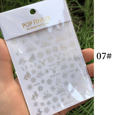 1 lap Új római angol ábécé szám 3D köröm matricák karácsonyi romantikus irizáló arany ezüst szó kis betűk köröm