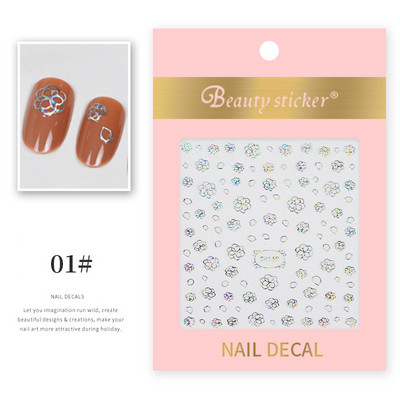 1 lap Új római angol ábécé szám 3D köröm matricák karácsonyi romantikus irizáló arany ezüst szó kis betűk köröm