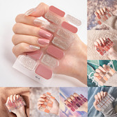 Teljesen fedő körömmatricák matricák Glitter sorozat púder flitterek körömművészet matricák kollekció manikűr körömlakk csíkok pakolások