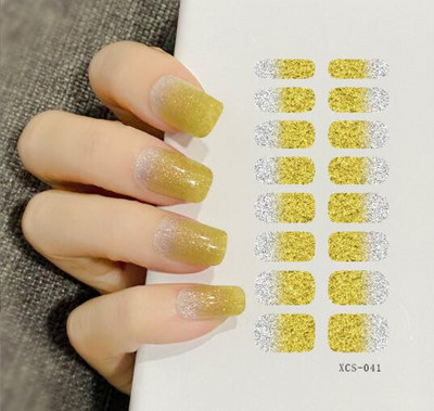 1 lapos csillogó körömmatricák Teljes fedő matricák körömművészethez Öntapadó matricák manikűrhöz Vízálló körömmatricák