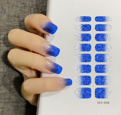 1 lapos csillogó körömmatricák Teljes fedő matricák körömművészethez Öntapadó matricák manikűrhöz Vízálló körömmatricák