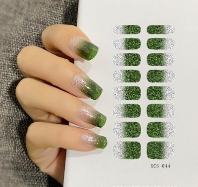 1 lapos csillogó körömmatricák Teljes fedő matricák körömművészethez Öntapadó matricák manikűrhöz Vízálló körömmatricák