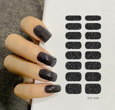 1 lapos csillogó körömmatricák Teljes fedő matricák körömművészethez Öntapadó matricák manikűrhöz Vízálló körömmatricák