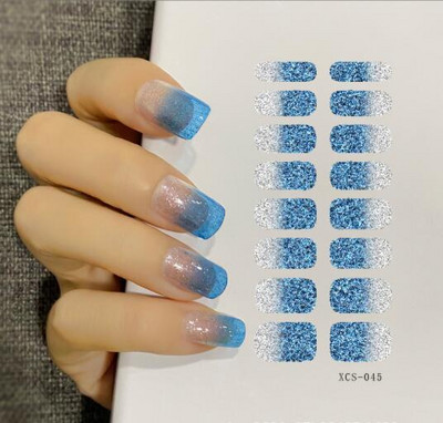 1 lapos csillogó körömmatricák Teljes fedő matricák körömművészethez Öntapadó matricák manikűrhöz Vízálló körömmatricák