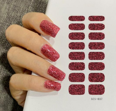 1 lapos csillogó körömmatricák Teljes fedő matricák körömművészethez Öntapadó matricák manikűrhöz Vízálló körömmatricák