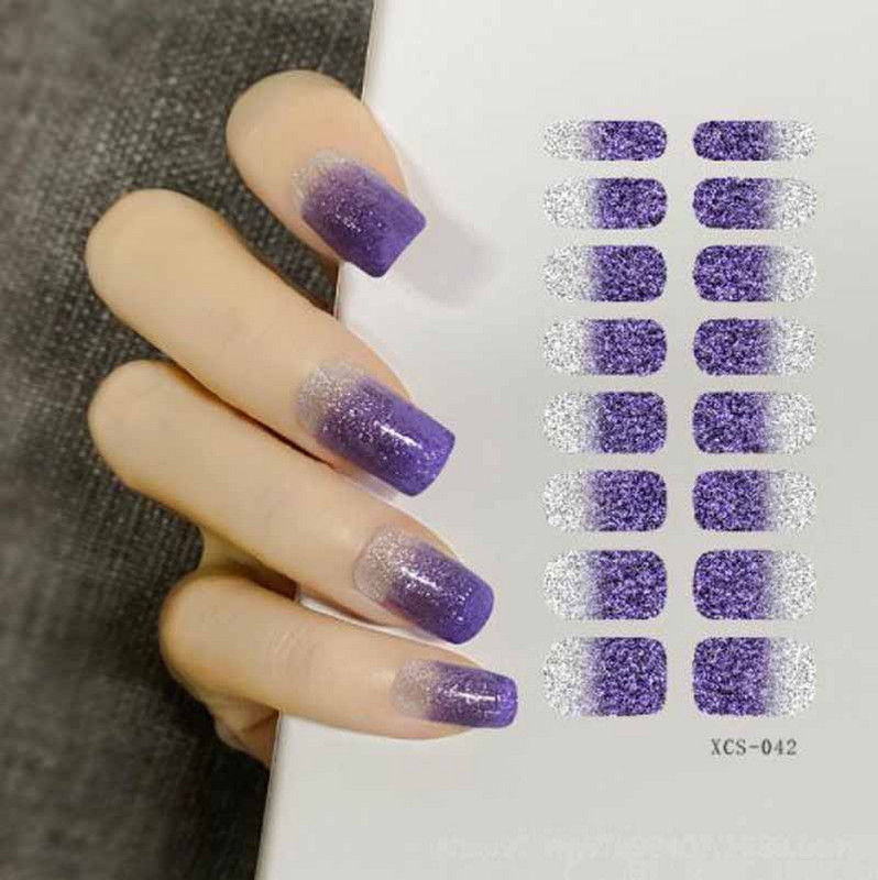 1 lapos csillogó körömmatricák Teljes fedő matricák körömművészethez Öntapadó matricák manikűrhöz Vízálló körömmatricák