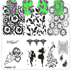 Négyzet alakú köröm sablonok lemez virág torta lány geometria jármű bélyegző sablon manikűr bélyegző képlemez