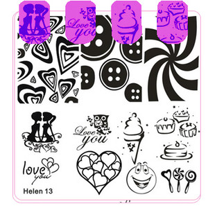 Négyzet alakú köröm sablonok lemez virág torta lány geometria jármű bélyegző sablon manikűr bélyegző képlemez