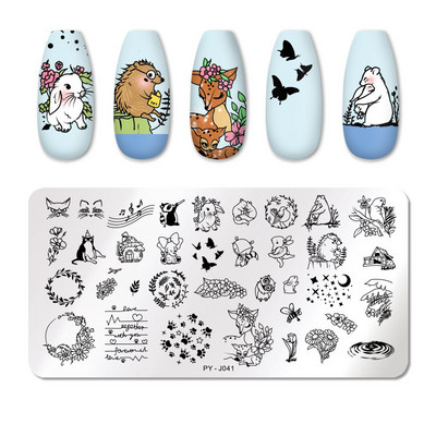 1db Nyomtatási transzfer sablon Nail Art rozsdamentes acél nyomólap Kék virág sorozatú acéllemez DIY manikűr dekorációk