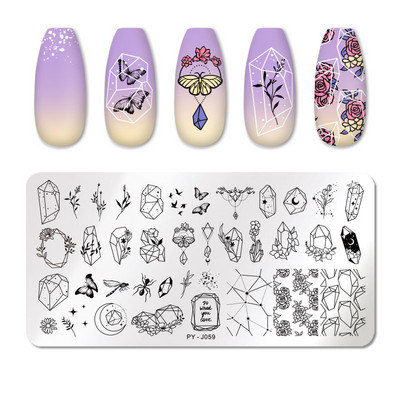 1db Nyomtatási transzfer sablon Nail Art rozsdamentes acél nyomólap Kék virág sorozatú acéllemez DIY manikűr dekorációk