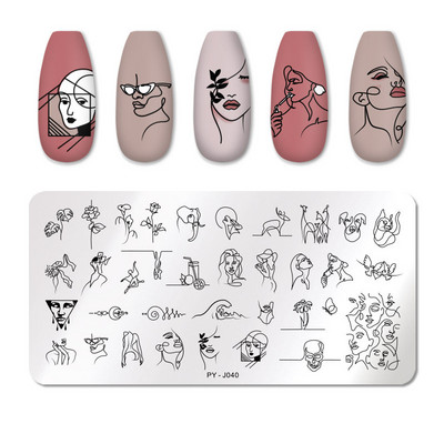 1db Nyomtatási transzfer sablon Nail Art rozsdamentes acél nyomólap Kék virág sorozatú acéllemez DIY manikűr dekorációk