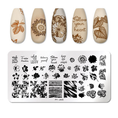 1db Nyomtatási transzfer sablon Nail Art rozsdamentes acél nyomólap Kék virág sorozatú acéllemez DIY manikűr dekorációk