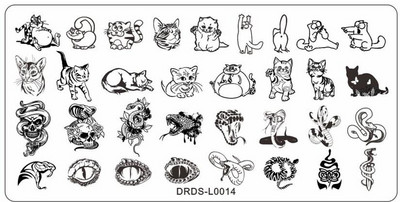 12*6 körömbélyegző lemez sablon kisállat macska/pillangó/strand/toll/virág design rozsdamentes acél szerszámnyomtató képsablon #1db