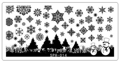 SPH Collection téglalap körömbélyegző stencil 1db Halloween karácsonyi design sablon matricák körömlakkokhoz képsablon eszközök