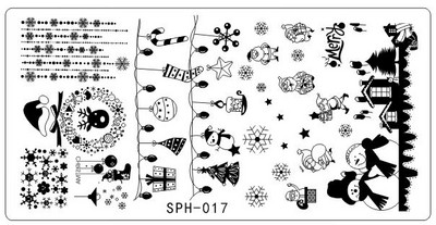 SPH Collection téglalap körömbélyegző stencil 1db Halloween karácsonyi design sablon matricák körömlakkokhoz képsablon eszközök