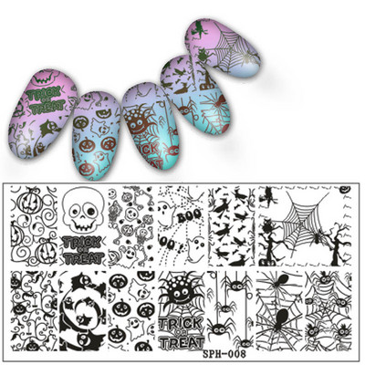 SPH Collection téglalap körömbélyegző stencil 1db Halloween karácsonyi design sablon matricák körömlakkokhoz képsablon eszközök