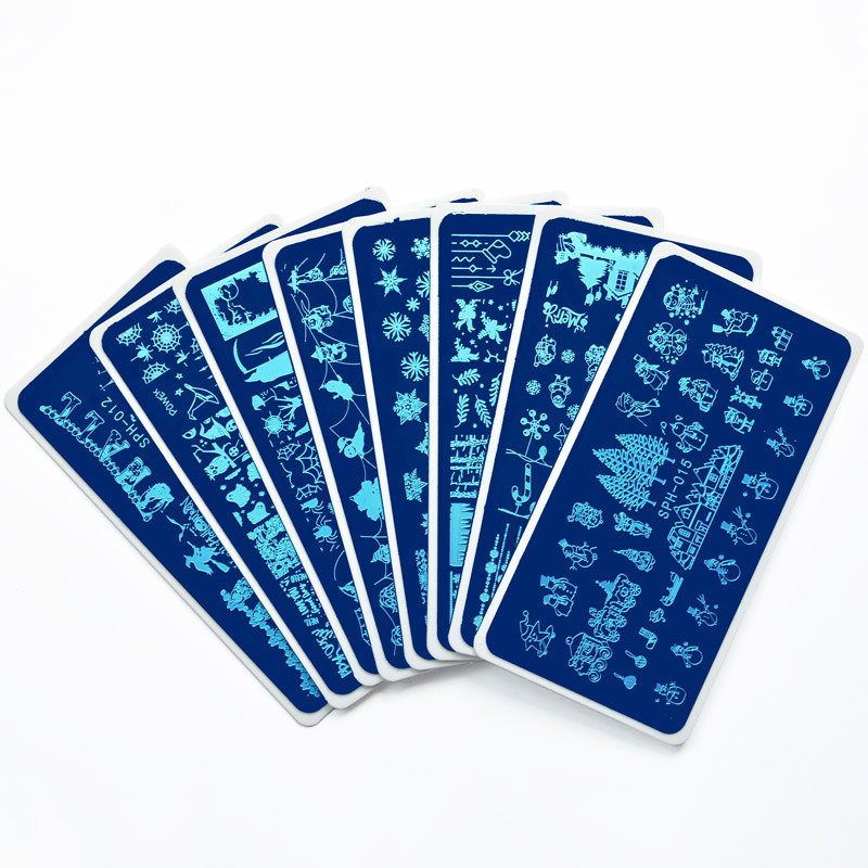 SPH Collection téglalap körömbélyegző stencil 1db Halloween karácsonyi design sablon matricák körömlakkokhoz képsablon eszközök