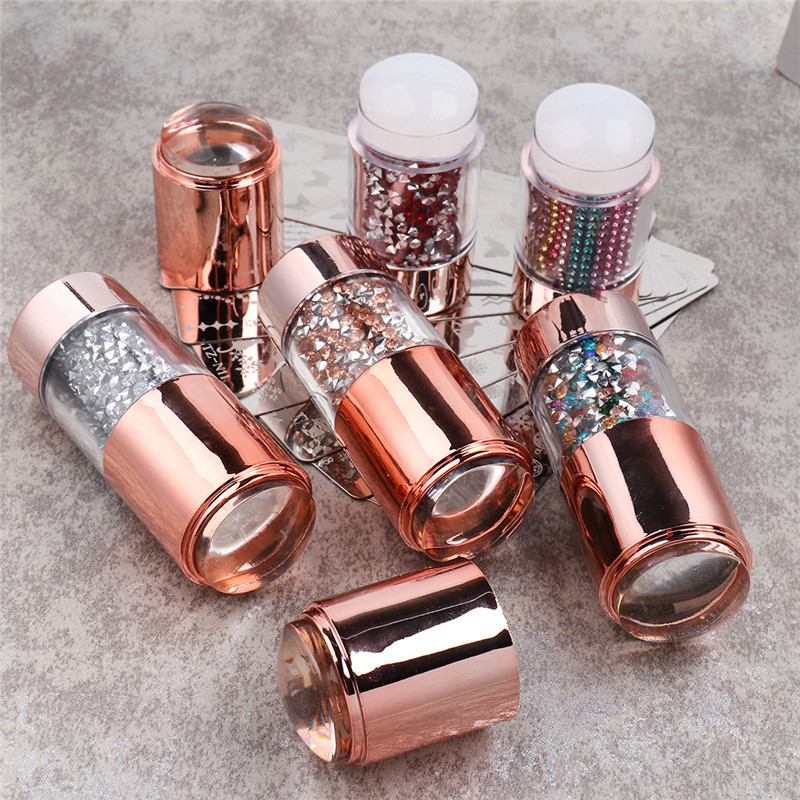 Szilikon kétvégű Nail Art Stamper Kit Francia körömbélyegzés vámnyomtatáshoz Bélyegzőtervezés Manikűr eszközök NAP015