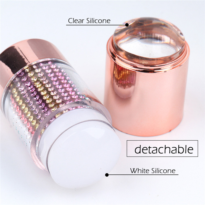 Szilikon kétvégű Nail Art Stamper Kit Francia körömbélyegzés vámnyomtatáshoz Bélyegzőtervezés Manikűr eszközök NAP015