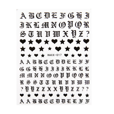 Levél 3D köröm köröm rátét arany betű fekete karakter karakter köröm ragasztó matrica matrica köröm dekoráció barkácsolás