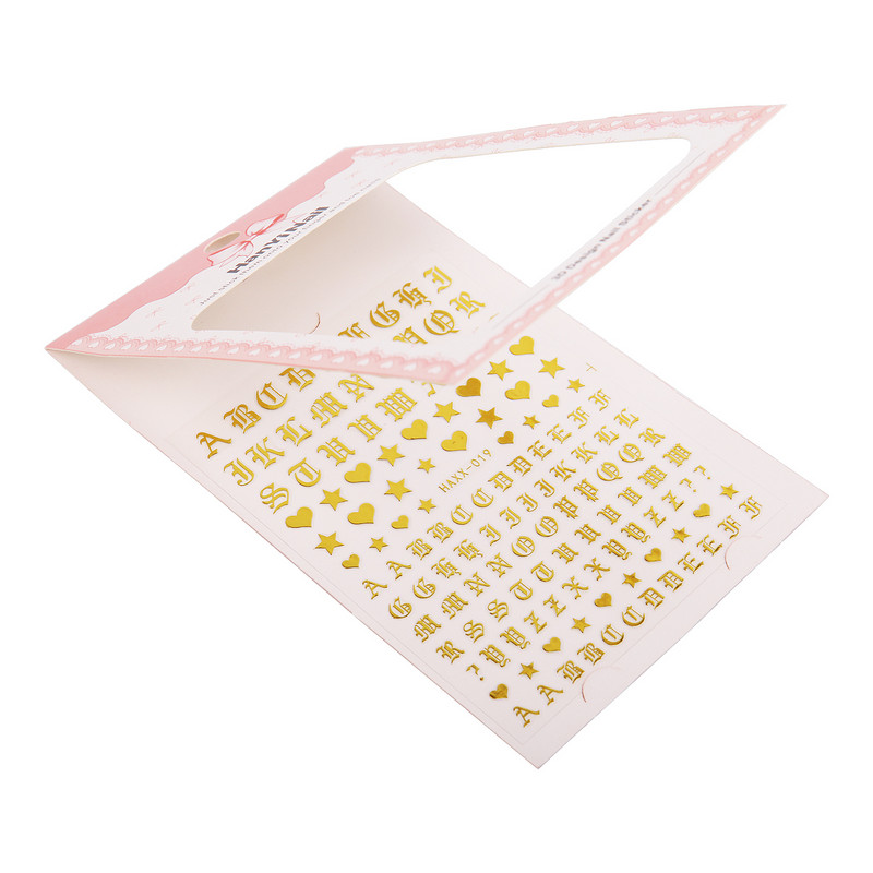 Levél 3D köröm köröm rátét arany betű fekete karakter karakter köröm ragasztó matrica matrica köröm dekoráció barkácsolás